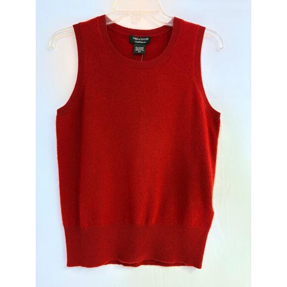Lord & Taylor Woman's Red 100 % Cashmere Vest NWT Sz M Holidays Preppy Office - Picture 5 of 9